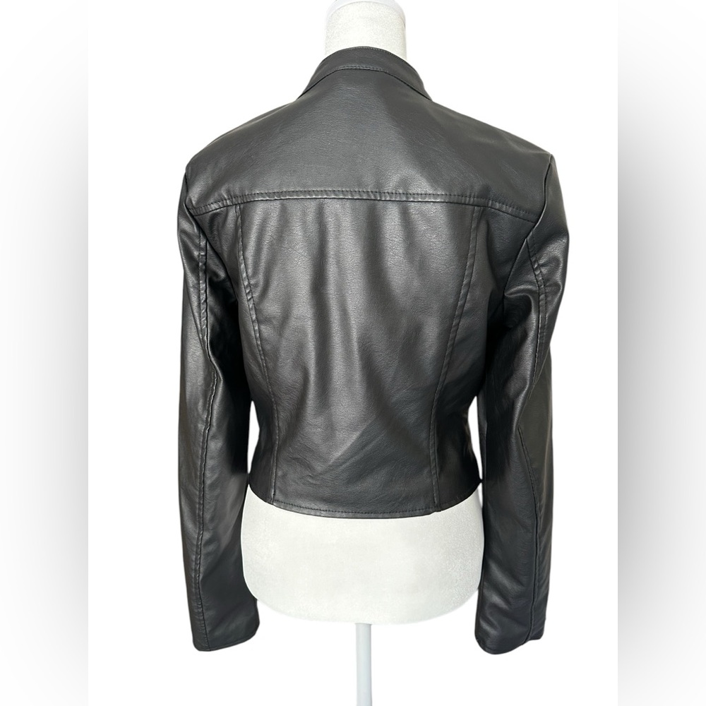 New Look Black Faux Leather Moto Jacket Junior Size M NWOT - Picture 2 of 10